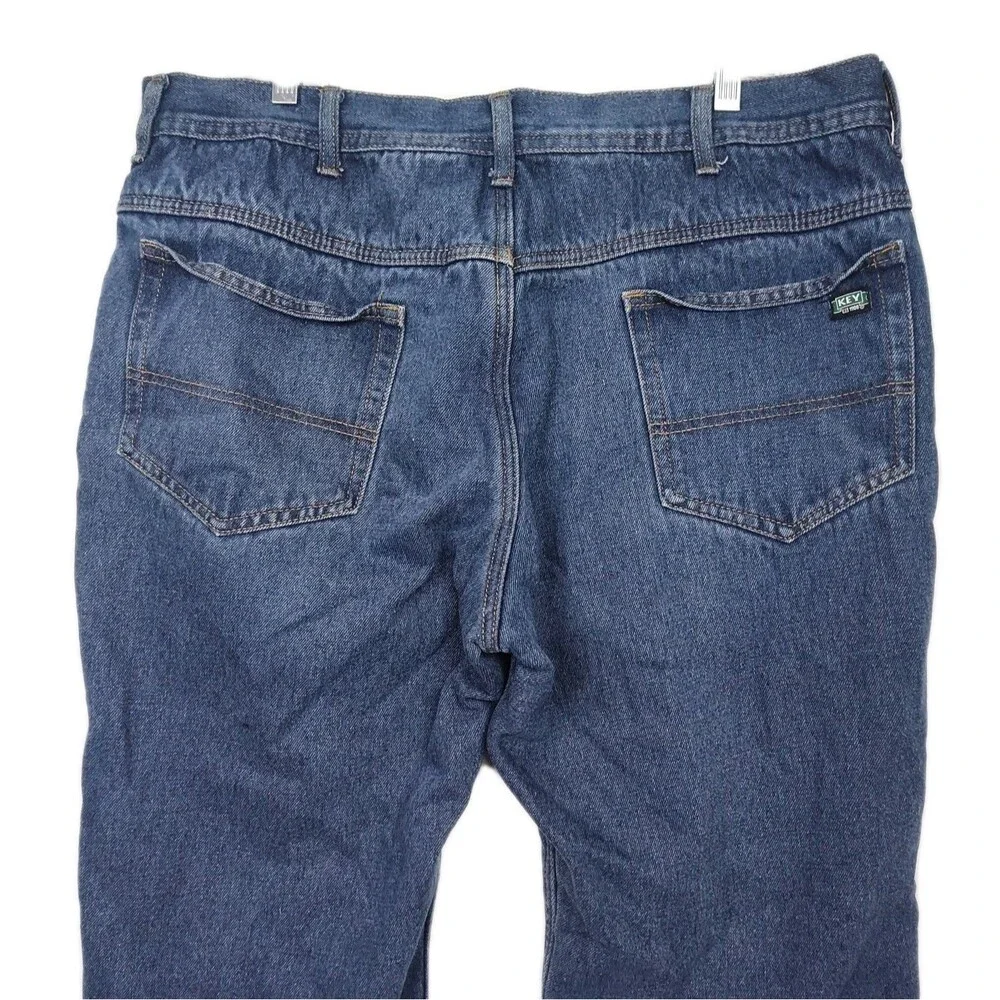 Key‎ Straight Leg Flannel Lined Men's Jeans, 38 x 30, Medium Wash Blue